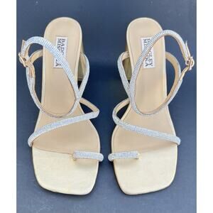 Badgley Mischka Dalilah Leather Block-Heel Sandals Women's Size 8 US